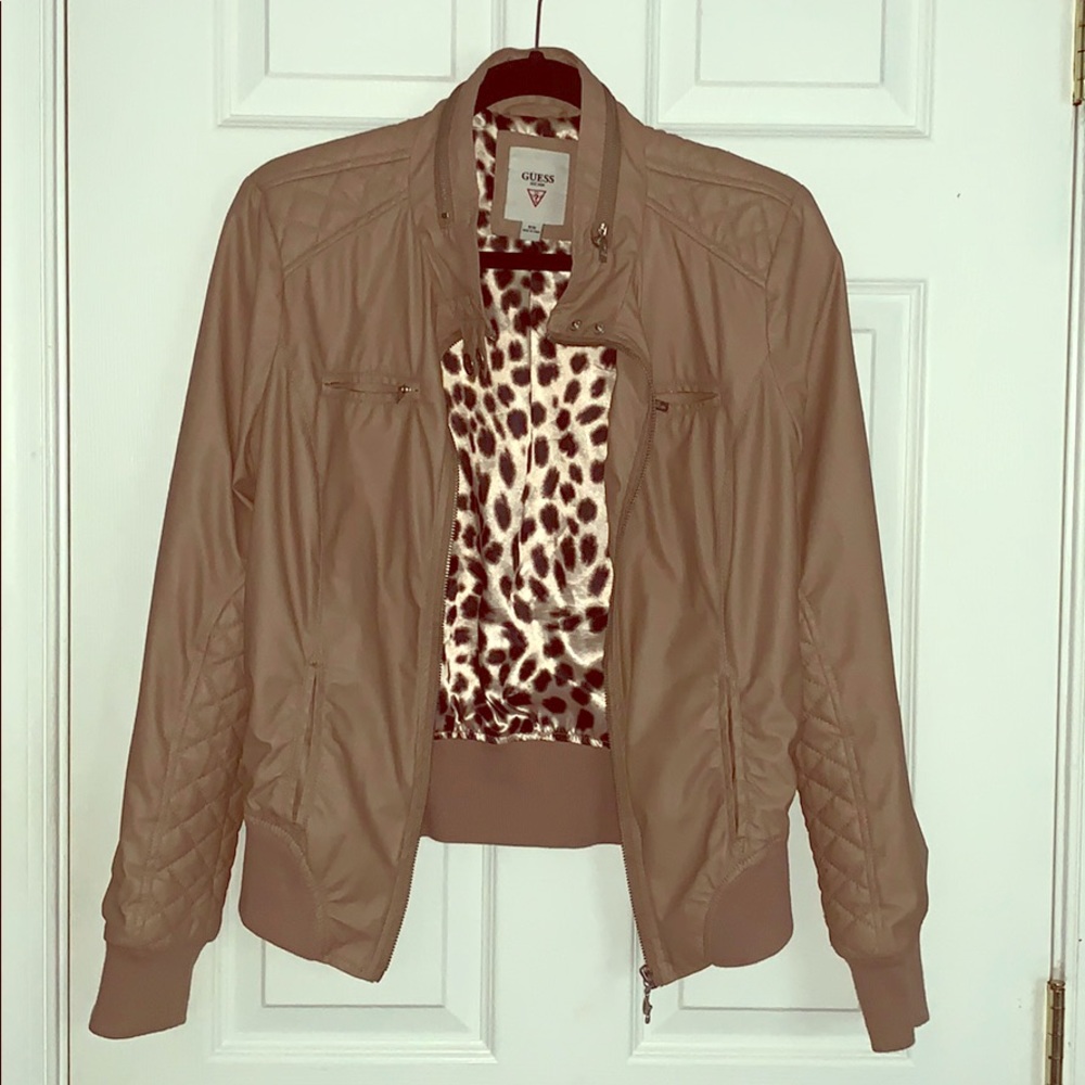 Guess Faux Leather Bomber Jacket